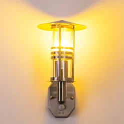 Applique Murale Forli Acier Inoxydable, 1 Lumiere, Detecteur De Mouvement