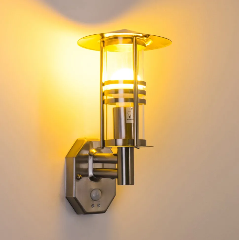 Applique Murale Forli Acier Inoxydable, 1 Lumiere, Detecteur De Mouvement