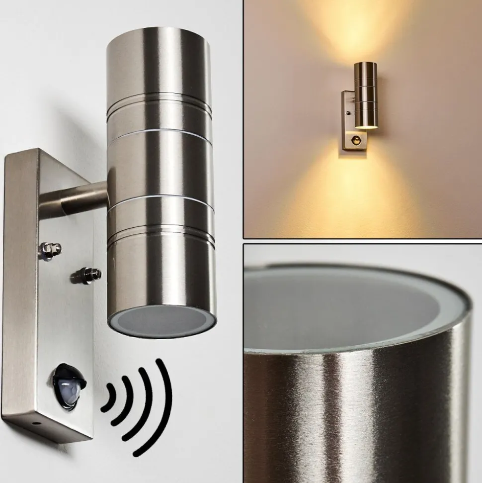Applique Murale Froslev Led Chrome, 2 Lumieres, Detecteur De Mouvement