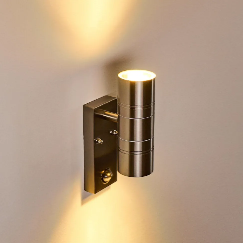 Applique Murale Froslev Led Chrome, 2 Lumieres, Detecteur De Mouvement