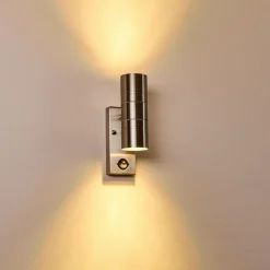 Applique Murale Froslev Led Chrome, 2 Lumieres, Detecteur De Mouvement