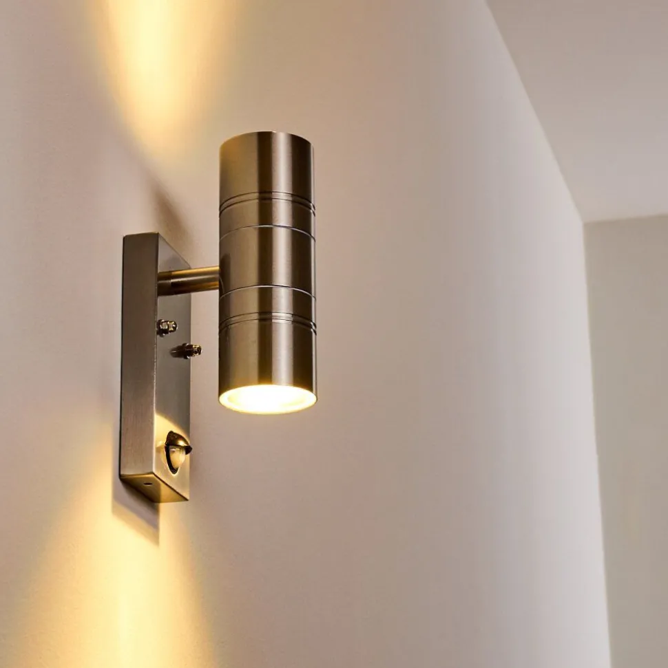Applique Murale Froslev Led Chrome, 2 Lumieres, Detecteur De Mouvement