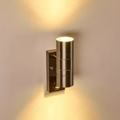 Applique Murale Froslev Led Chrome, 2 Lumieres, Detecteur De Mouvement