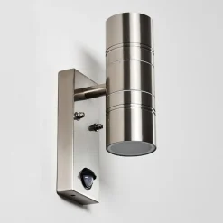 Applique Murale Froslev Led Chrome, 2 Lumieres, Detecteur De Mouvement