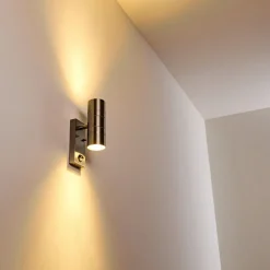 Applique Murale Froslev Led Chrome, 2 Lumieres, Detecteur De Mouvement
