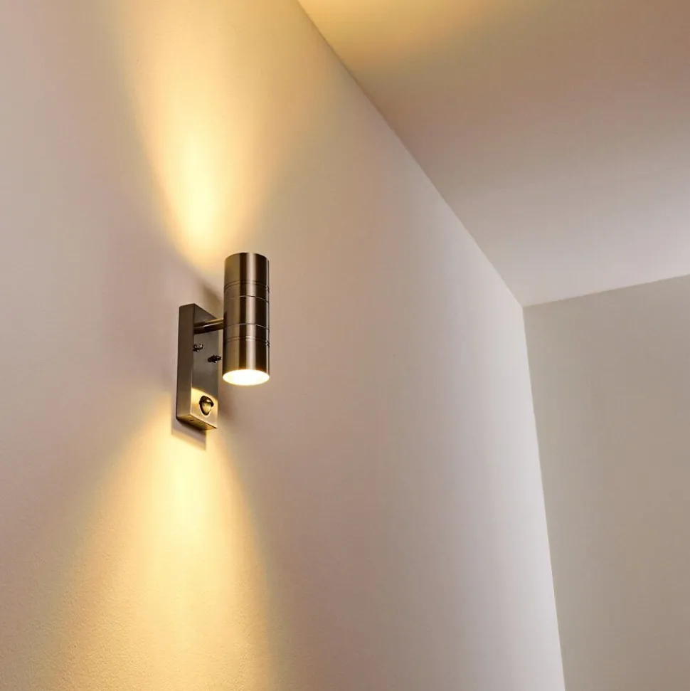 Applique Murale Froslev Led Chrome, 2 Lumieres, Detecteur De Mouvement
