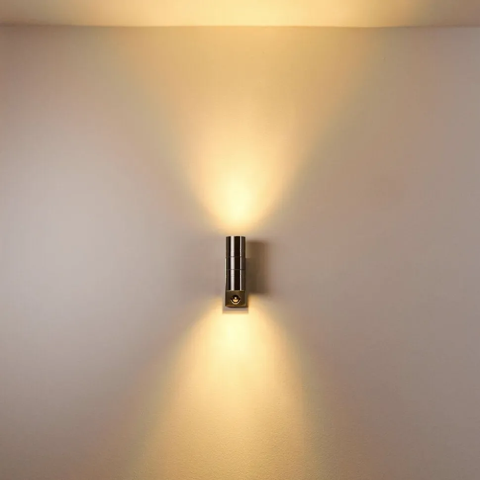 Applique Murale Froslev Led Chrome, 2 Lumieres, Detecteur De Mouvement