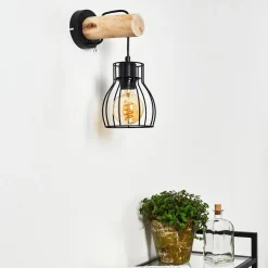 Applique Murale Gondo Bois Clair, Noir, 1 Lumiere