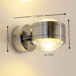 Applique Murale Indore Led Chrome, 2 Lumieres