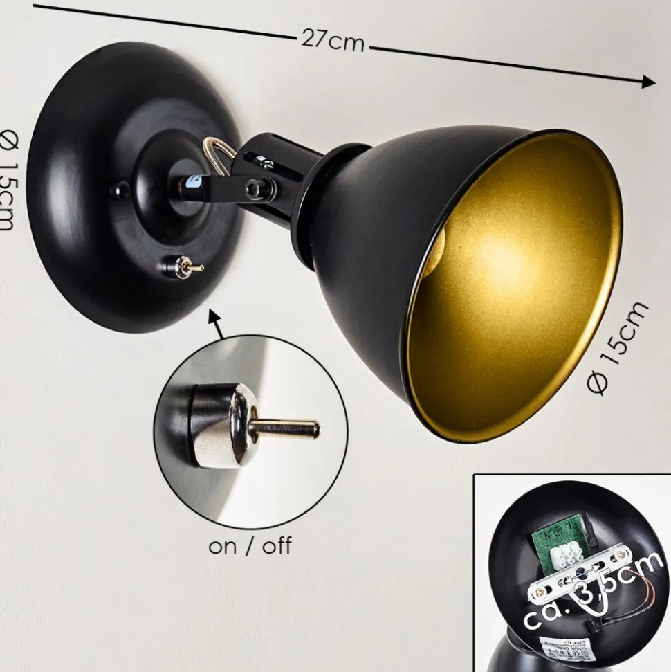 Applique Murale Koppom Noir, 1 Lumiere