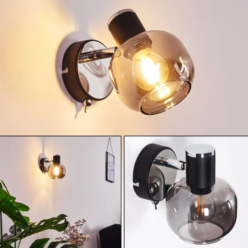 Applique Murale Lexington Chrome, Noir, 1 Lumiere