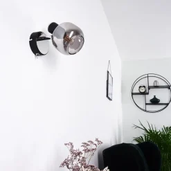 Applique Murale Lexington Chrome, Noir, 1 Lumiere