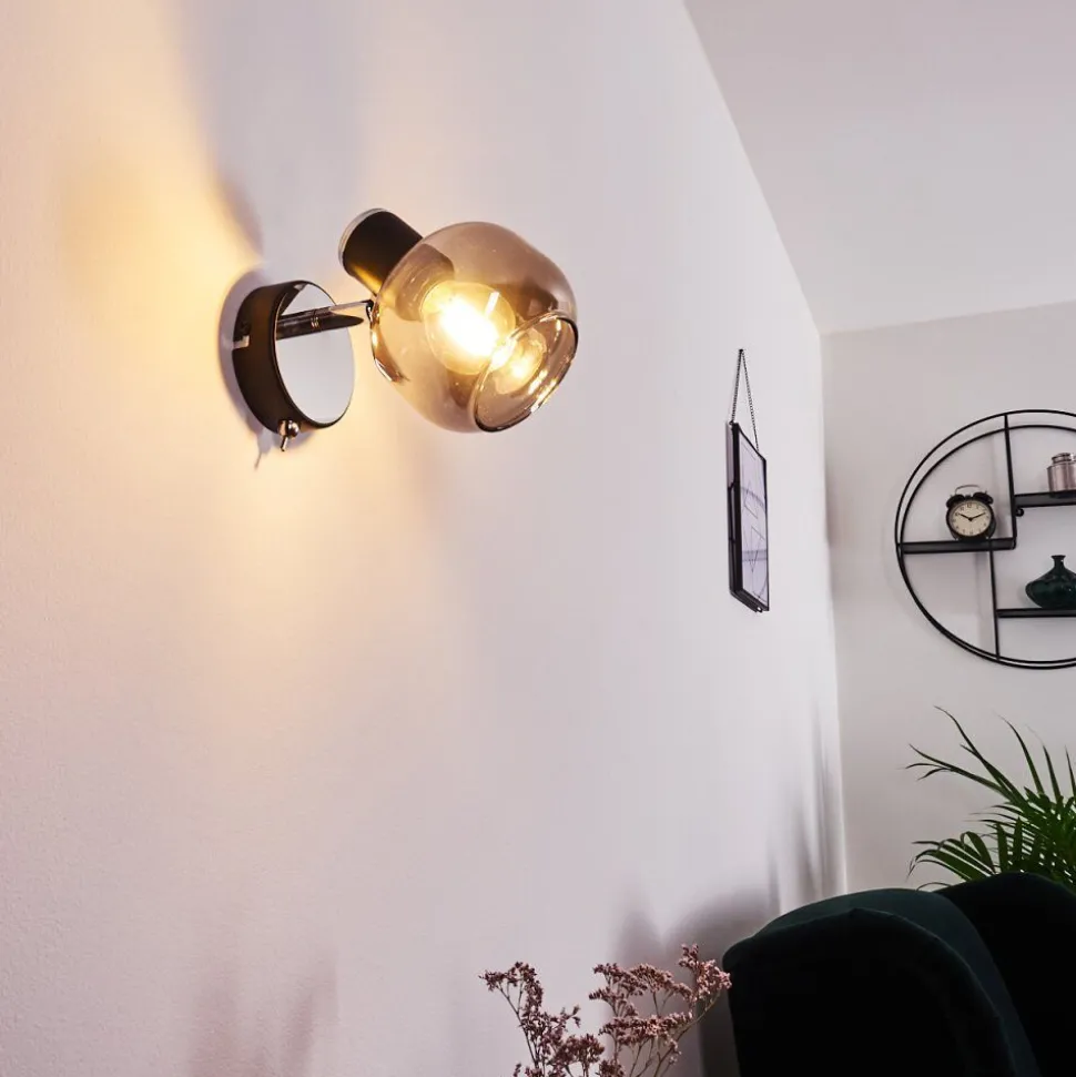 Applique Murale Lexington Chrome, Noir, 1 Lumiere