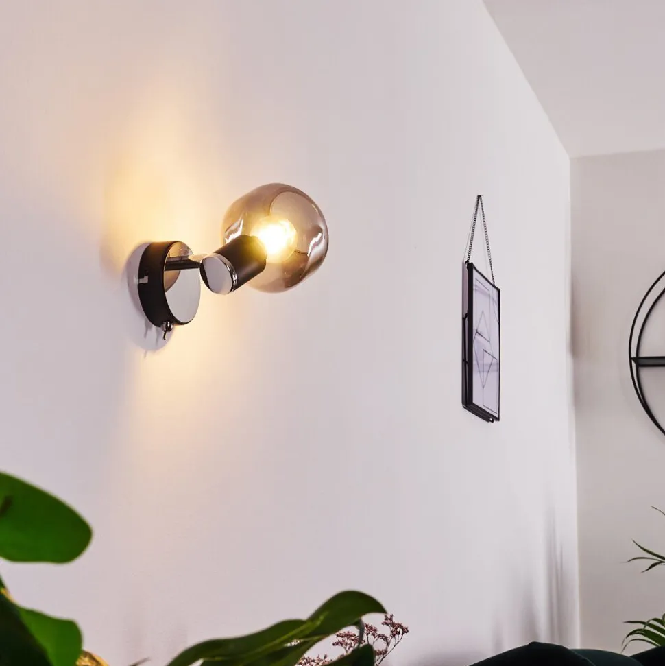 Applique Murale Lexington Chrome, Noir, 1 Lumiere