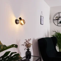 Applique Murale Lexington Chrome, Noir, 1 Lumiere