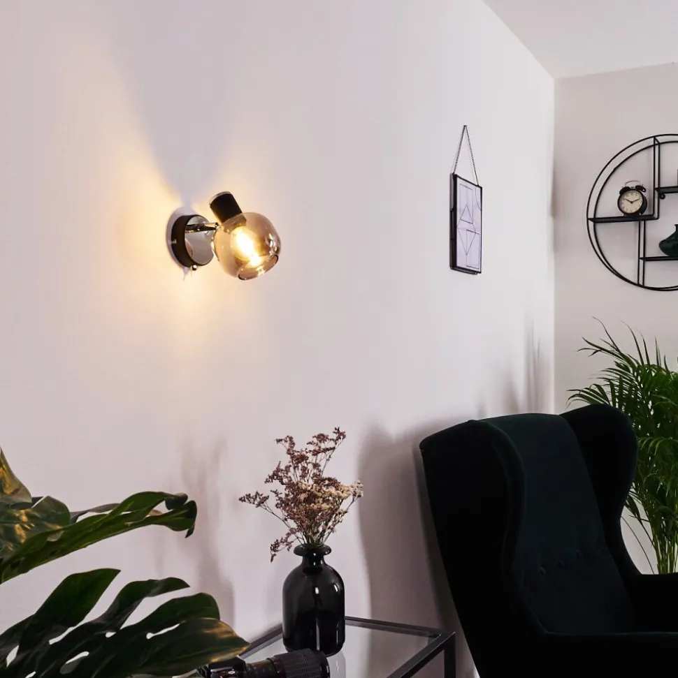 Applique Murale Lexington Chrome, Noir, 1 Lumiere