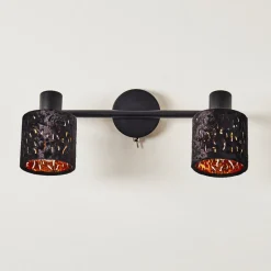 Applique Murale Liared Noir, 2 Lumieres