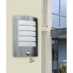 Applique Murale Lutec Slim Led Acier Inoxydable, 1 Lumiere, Detecteur De Mouvement