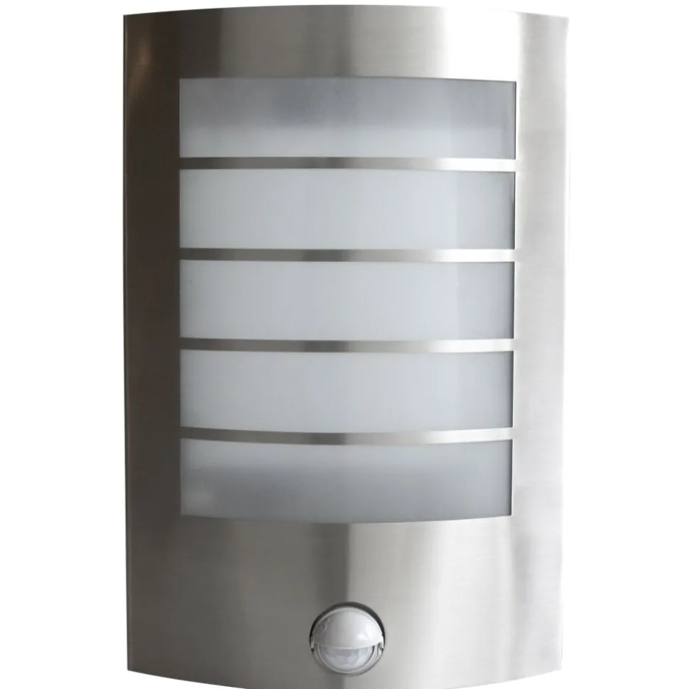 Applique Murale Lutec Slim Led Acier Inoxydable, 1 Lumiere, Detecteur De Mouvement