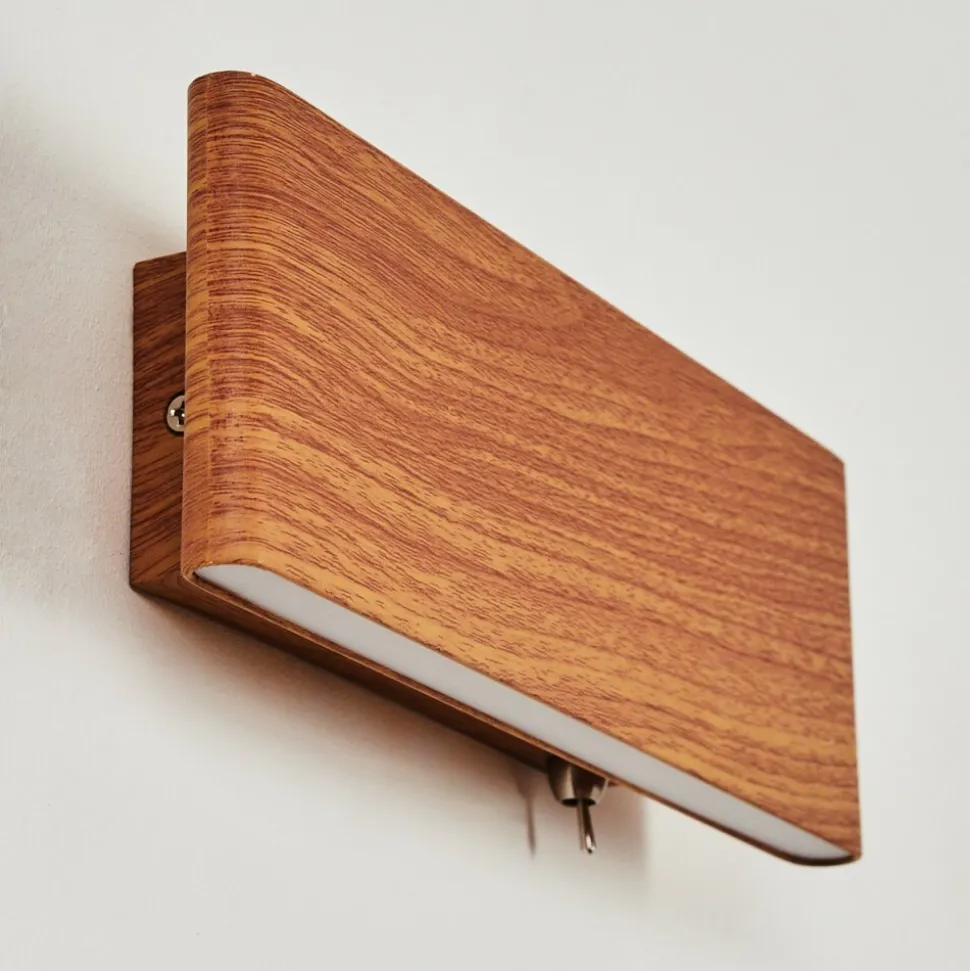 Applique Murale Mosambik Led Brun, Bois Fonce, Nickel Mat, 1 Lumiere