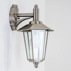Applique Murale Moskau Down Acier Inoxydable, Transparent, 1 Lumiere