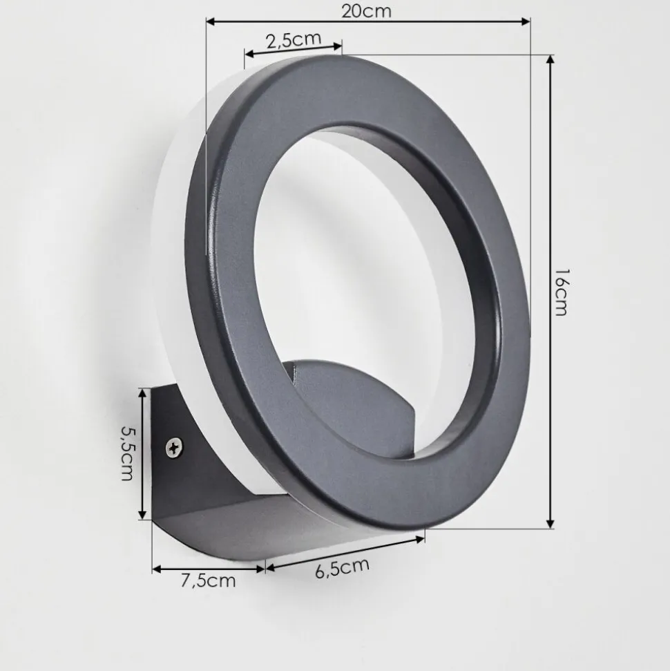 Applique Murale Nevis Led Anthracite, 1 Lumiere
