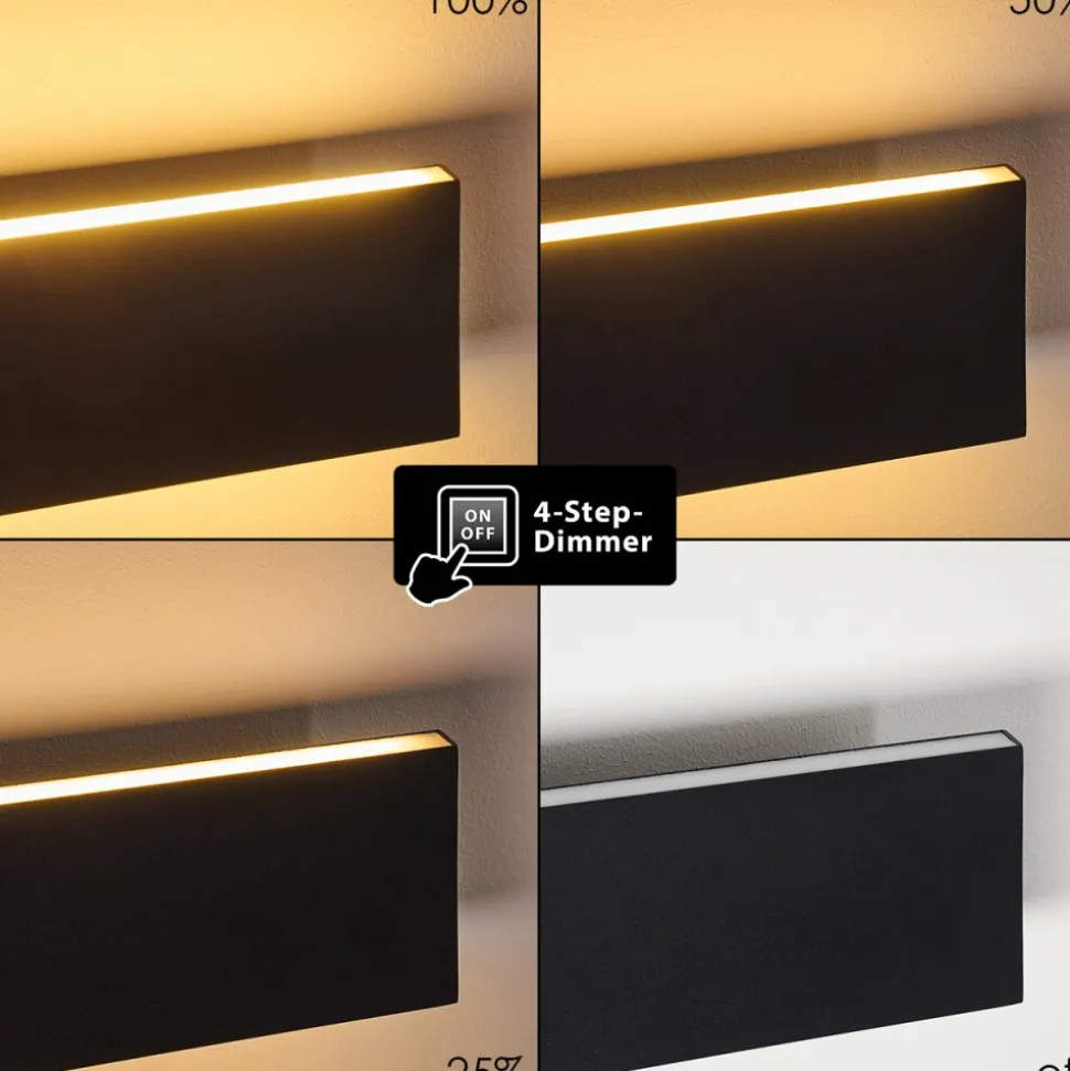 Applique Murale Obion Led Noir, 2 Lumieres