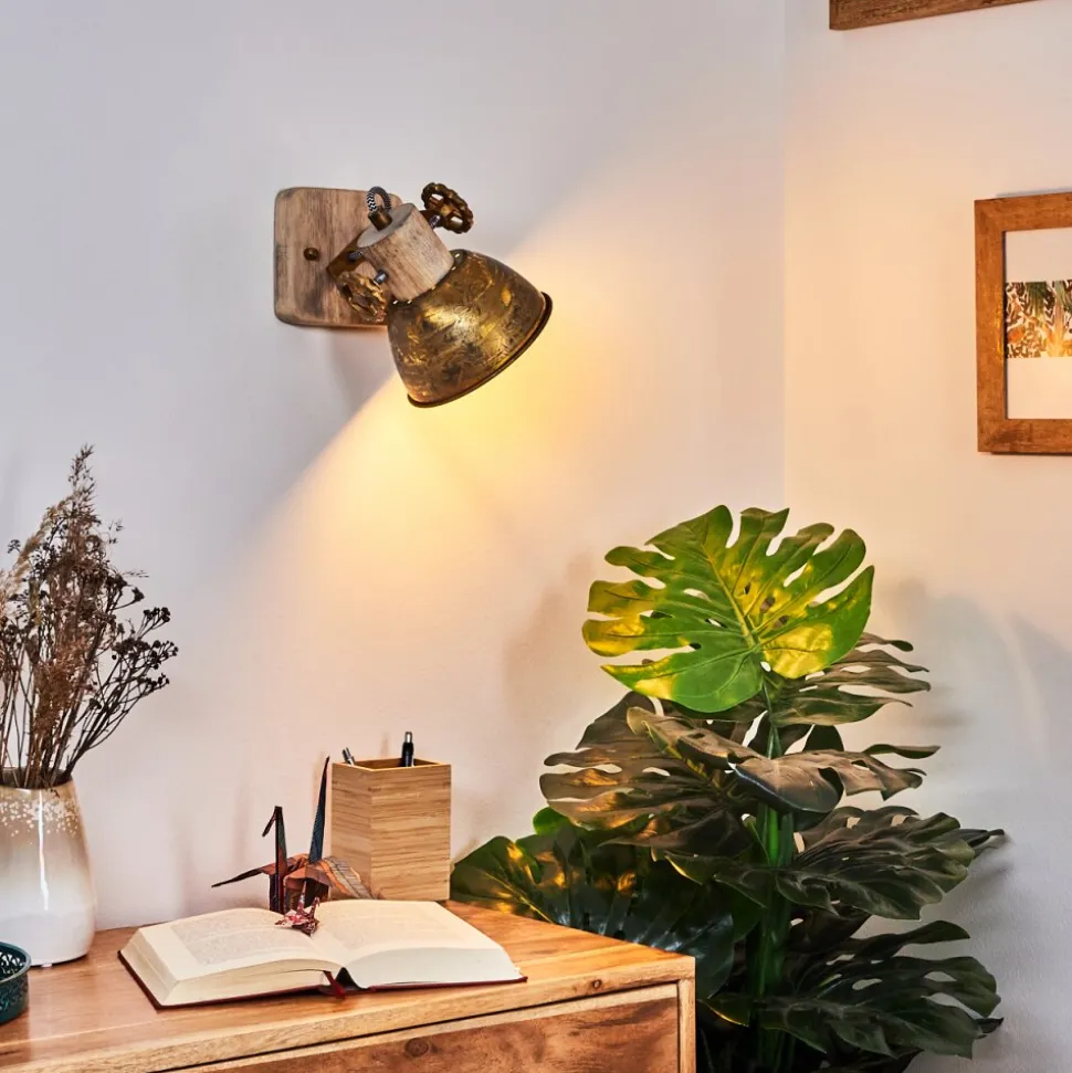 Applique Murale Orny Bronze, Bois Clair, 1 Lumiere