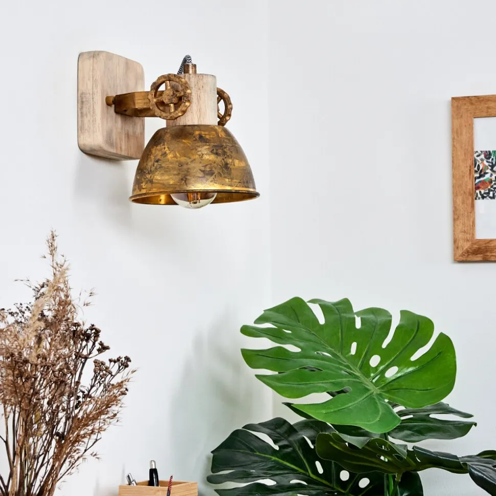 Applique Murale Orny Bronze, Bois Clair, 1 Lumiere