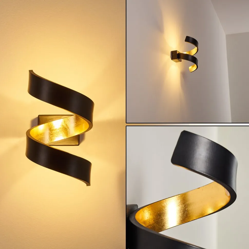 Applique Murale Rezat Led Noir Dore, 1 Lumiere