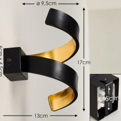 Applique Murale Rezat Led Noir Dore, 1 Lumiere