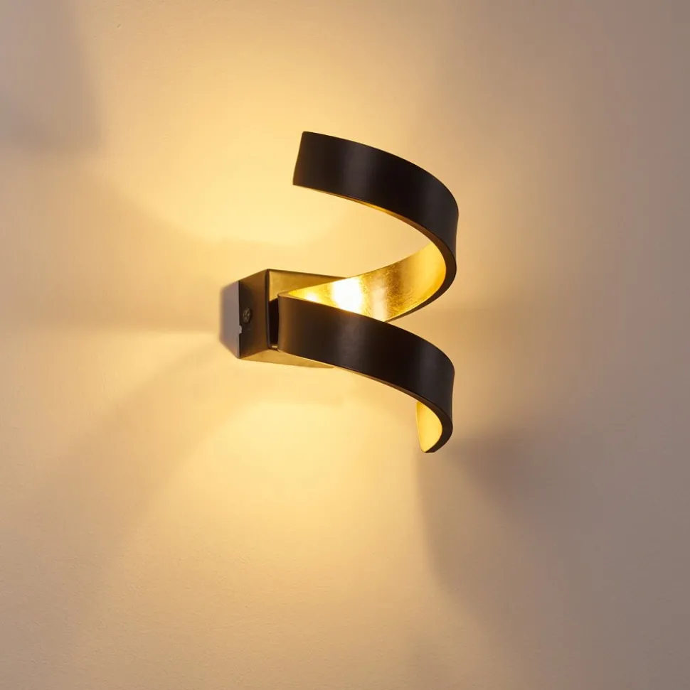Applique Murale Rezat Led Noir Dore, 1 Lumiere
