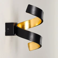 Applique Murale Rezat Led Noir Dore, 1 Lumiere