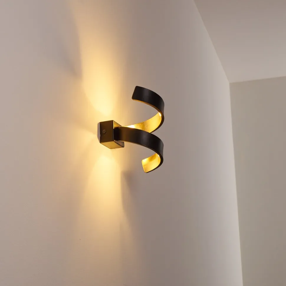 Applique Murale Rezat Led Noir Dore, 1 Lumiere
