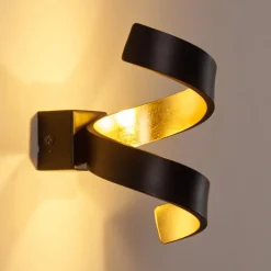 Applique Murale Rezat Led Noir Dore, 1 Lumiere
