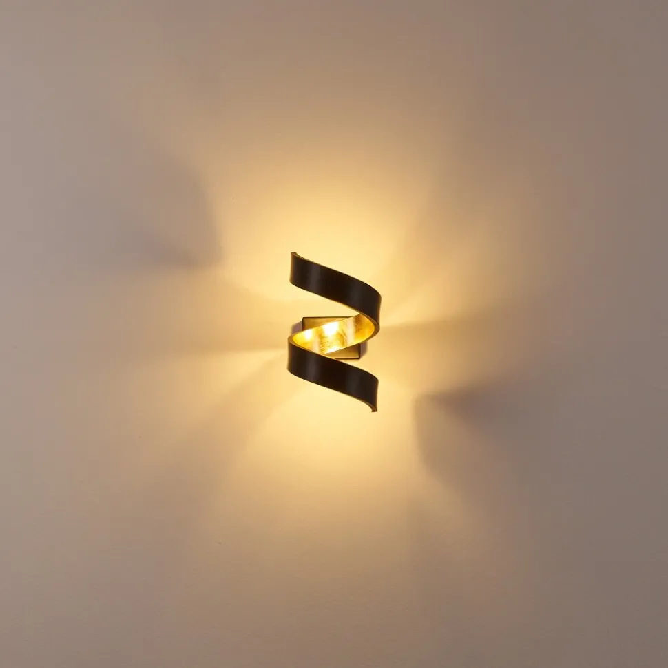 Applique Murale Rezat Led Noir Dore, 1 Lumiere