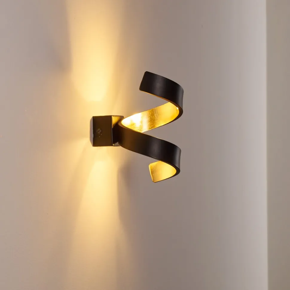 Applique Murale Rezat Led Noir Dore, 1 Lumiere