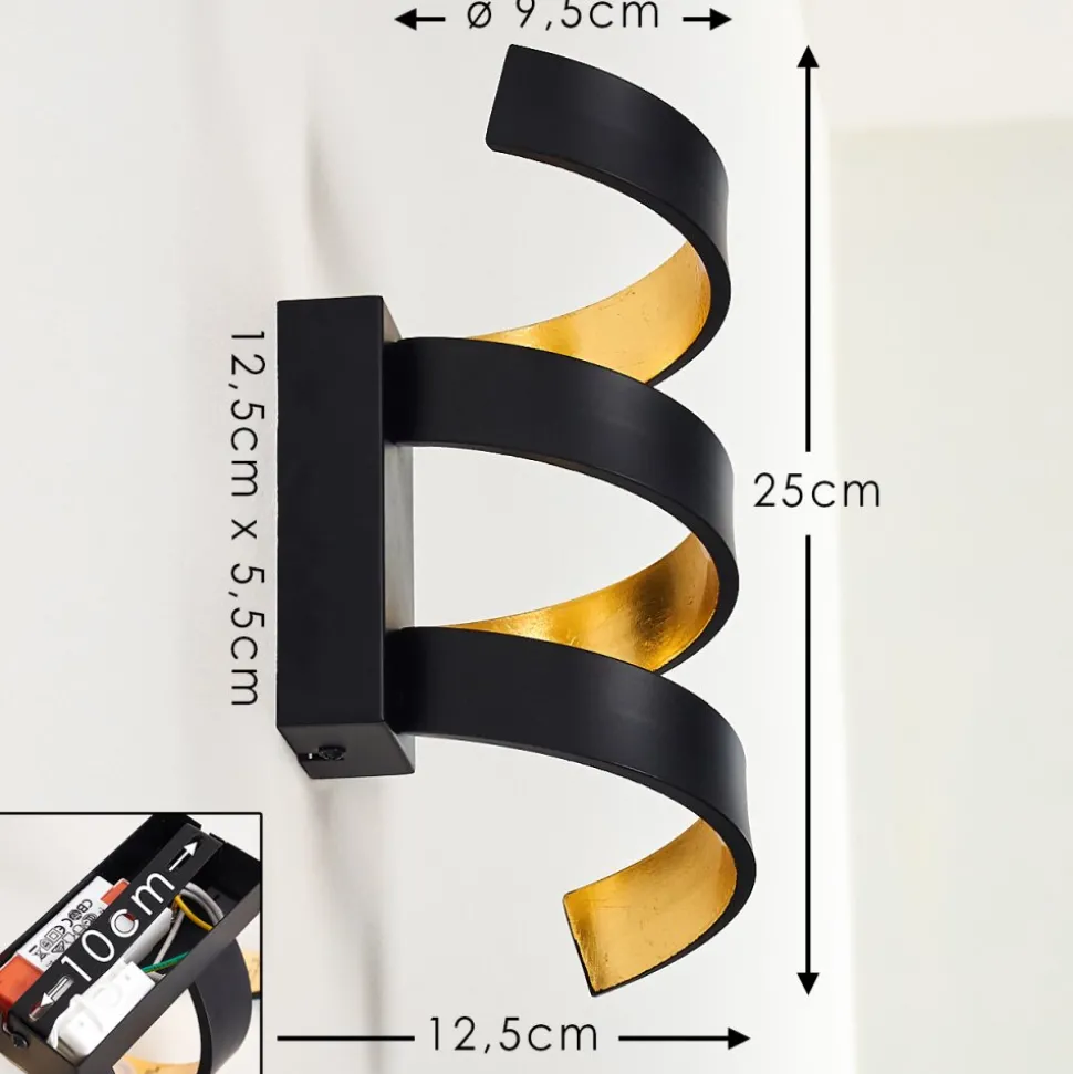 Applique Murale Rezat Led Noir Dore, 1 Lumiere