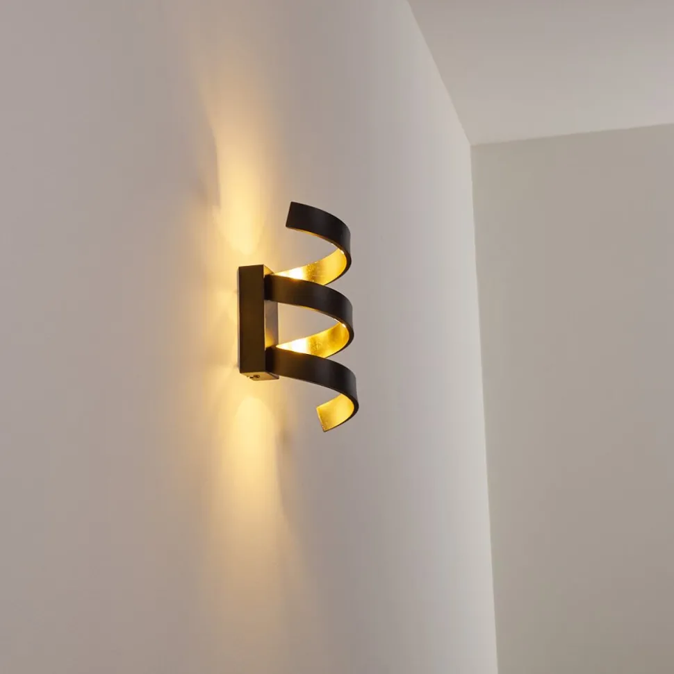 Applique Murale Rezat Led Noir Dore, 1 Lumiere