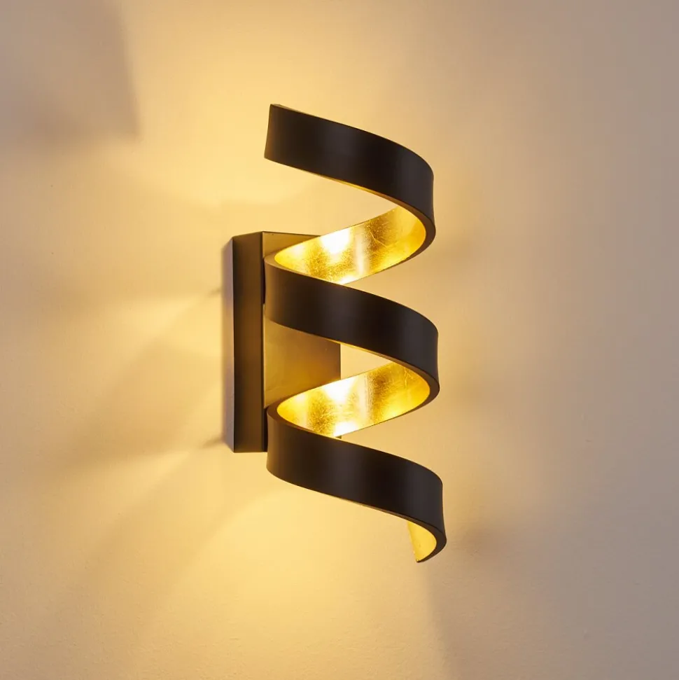 Applique Murale Rezat Led Noir Dore, 1 Lumiere