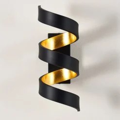 Applique Murale Rezat Led Noir Dore, 1 Lumiere