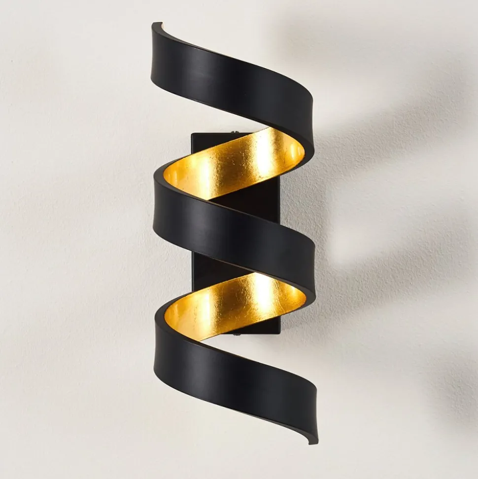 Applique Murale Rezat Led Noir Dore, 1 Lumiere