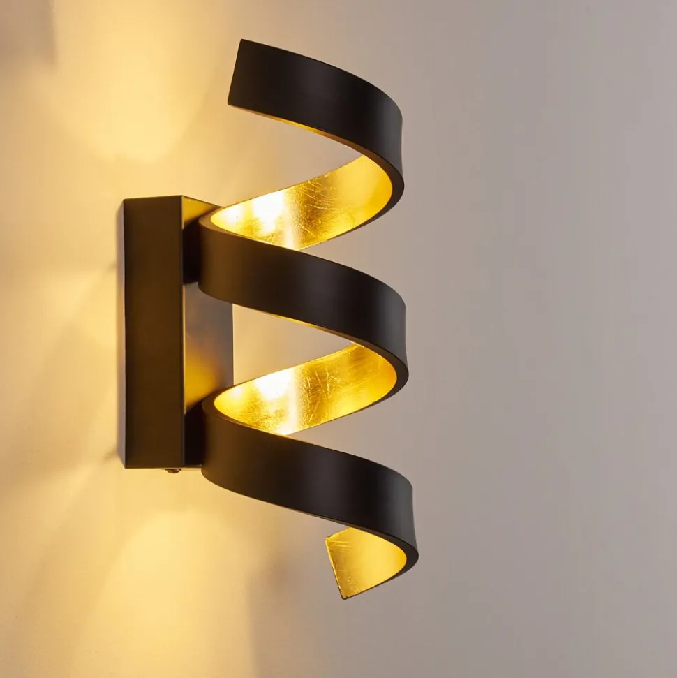 Applique Murale Rezat Led Noir Dore, 1 Lumiere