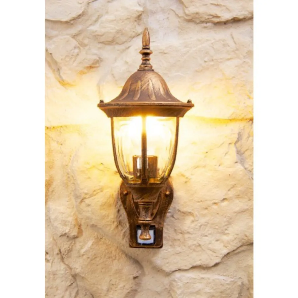 Applique Murale Ribadeo Avec Detecteur De Mouvement Brun Dore, 1 Lumiere, Detecteur De Mouvement
