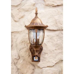 Applique Murale Ribadeo Avec Detecteur De Mouvement Brun Dore, 1 Lumiere, Detecteur De Mouvement