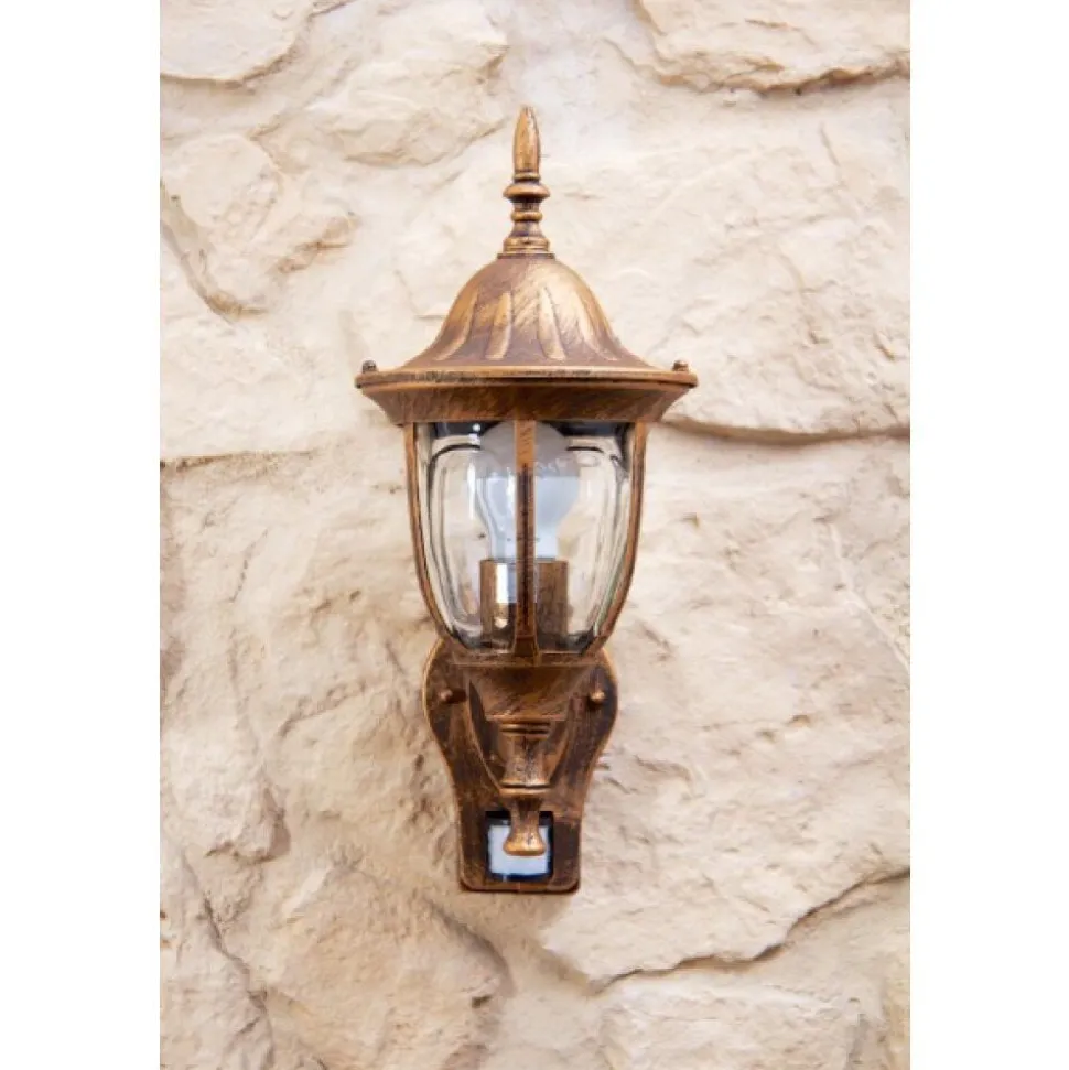 Applique Murale Ribadeo Avec Detecteur De Mouvement Brun Dore, 1 Lumiere, Detecteur De Mouvement