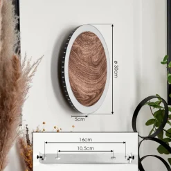 Applique Murale Rocha Led Brun, Couleur Bois, Noir, 1 Lumiere