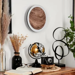 Applique Murale Rocha Led Brun, Couleur Bois, Noir, 1 Lumiere