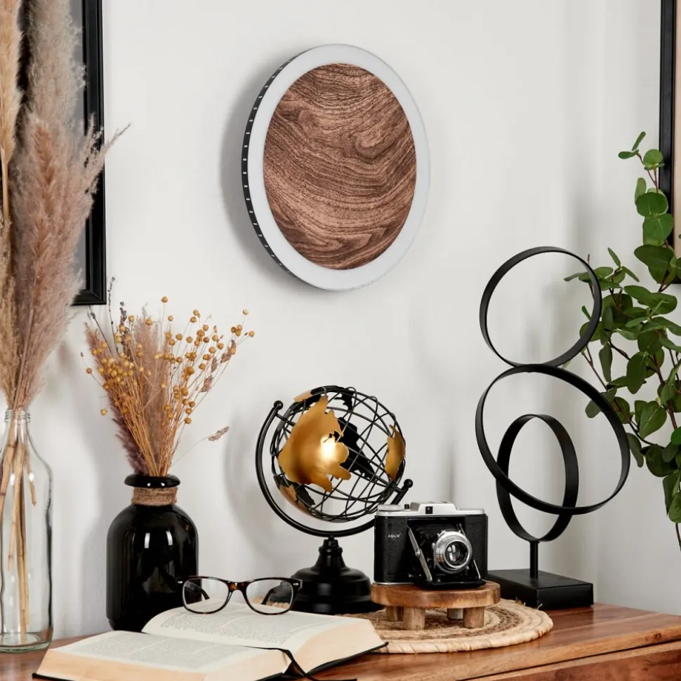 Applique Murale Rocha Led Brun, Couleur Bois, Noir, 1 Lumiere