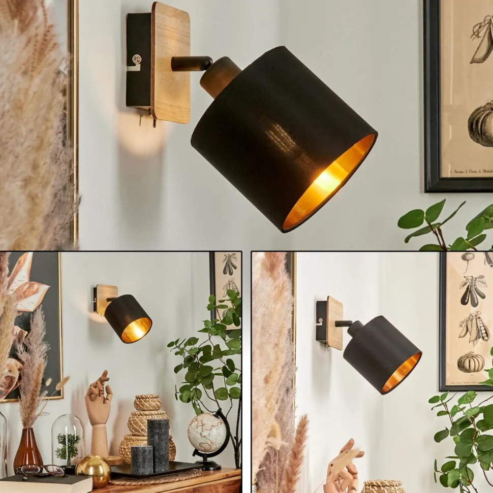 Applique Muralealsen Bois Clair, Noir, 1 Lumiere